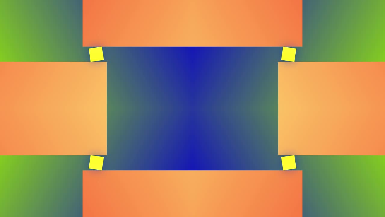bloque rectángulo lineal forma cuadrada animación sin costuras movimiento fondo superposición de espejo geométrico color naranja azul amarillo