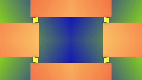 bloque rectángulo lineal forma cuadrada animación sin costuras movimiento fondo superposición de espejo geométrico color naranja azul amarillo