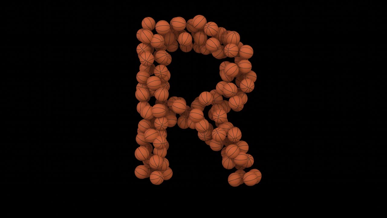 animación de bucle de baloncesto letra r