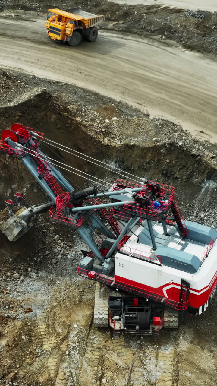 Giant Mining Excavator Operating in a Quarry