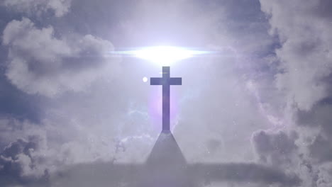 cross on a church with blue sky in the background