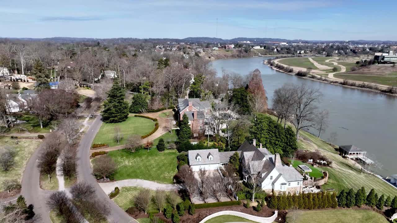 aerial of large homes in sequoyah hills in knoxville tennessee
