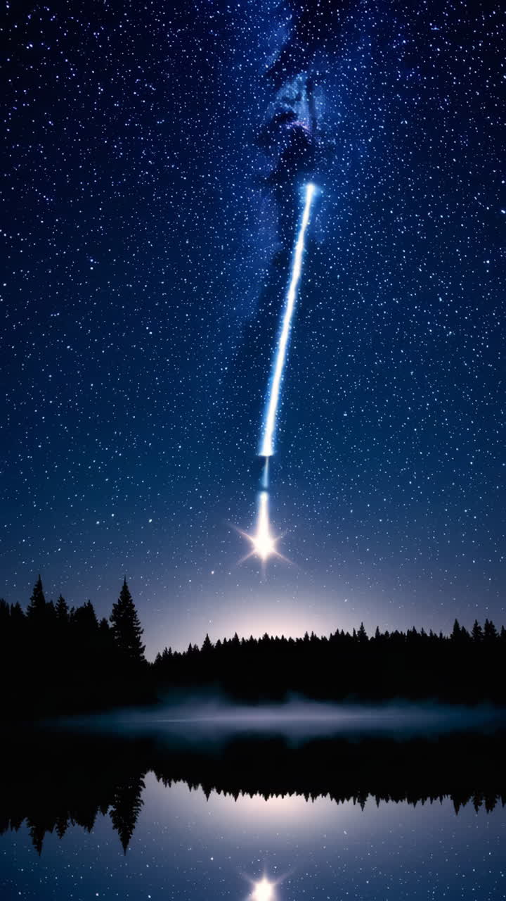Night Sky with Shooting Star over a Lake