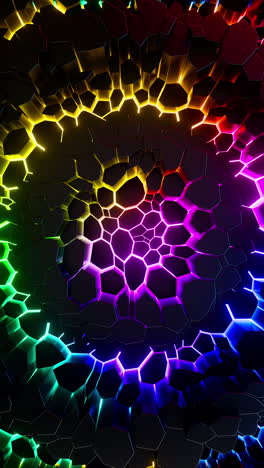 colorful background with many hexagons moving waves. vertical looped animation