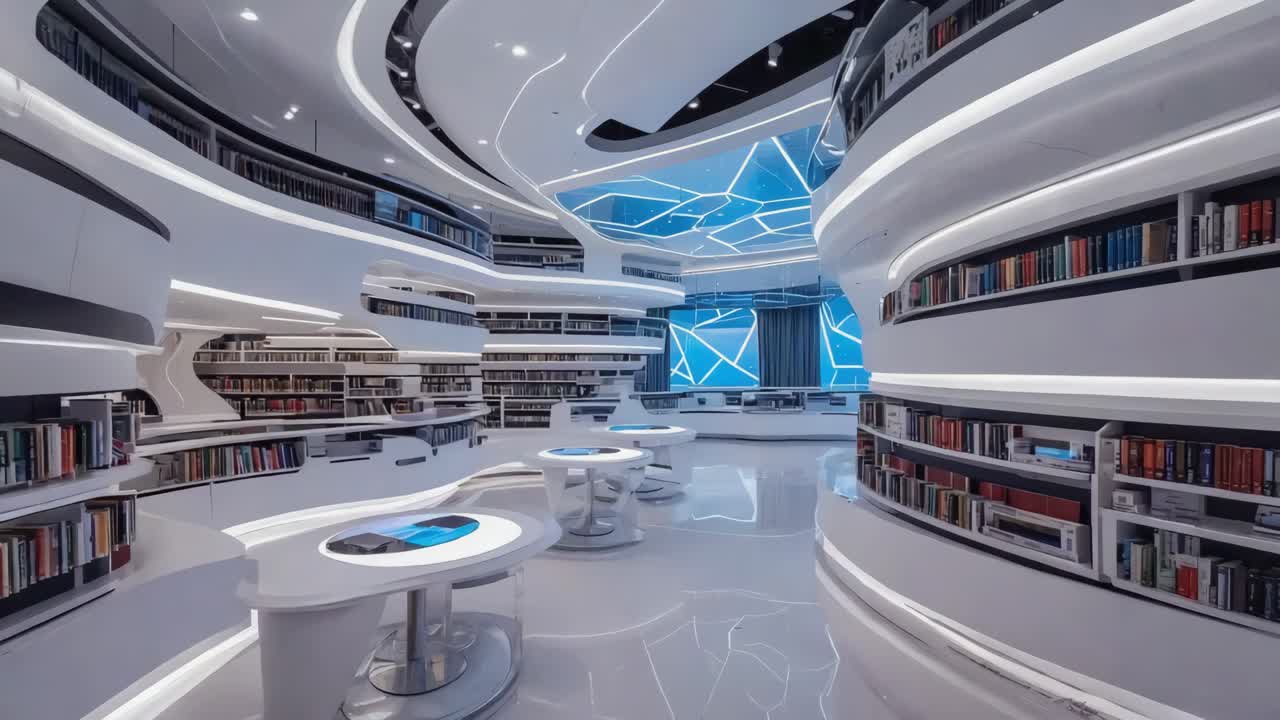 Futuristic Modern Library Interior