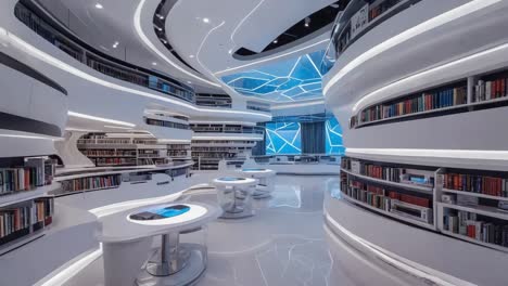 futuristic modern library interior