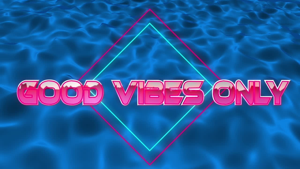 Animation of good vibes only in digital abstract space