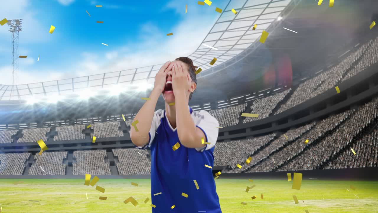 스타디움 위에서 두 인종의 여자 축구 선수의 애니메이션