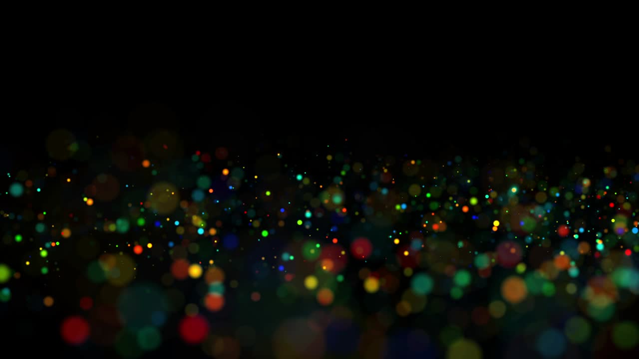 multicolored particles in liquid float and glisten. 4k 3d advection background with glittering particles, depth of field and bokeh isolated on black. Luma matte to cut out particles. 23