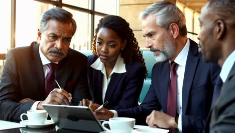 diverse business professionals working in a meeting room.