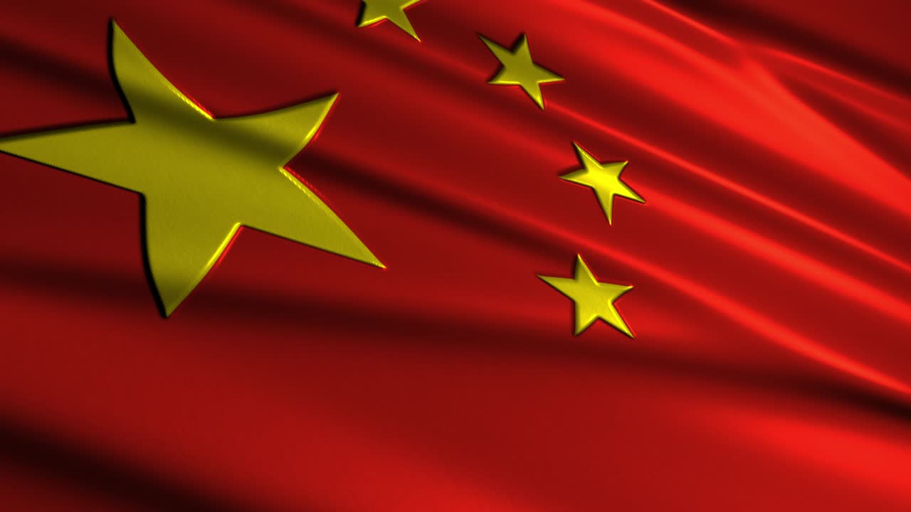 a bandeira da china a agitar de perto, em loop.