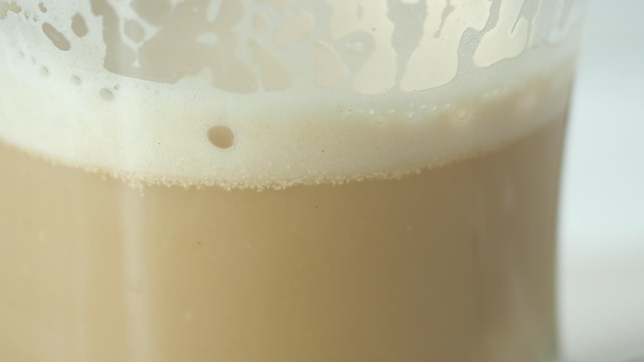 Close-up of a frothy coffee drink