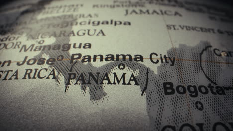 close-up view of central and south america on a globe