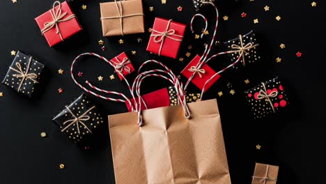 christmas gifts and shopping bags