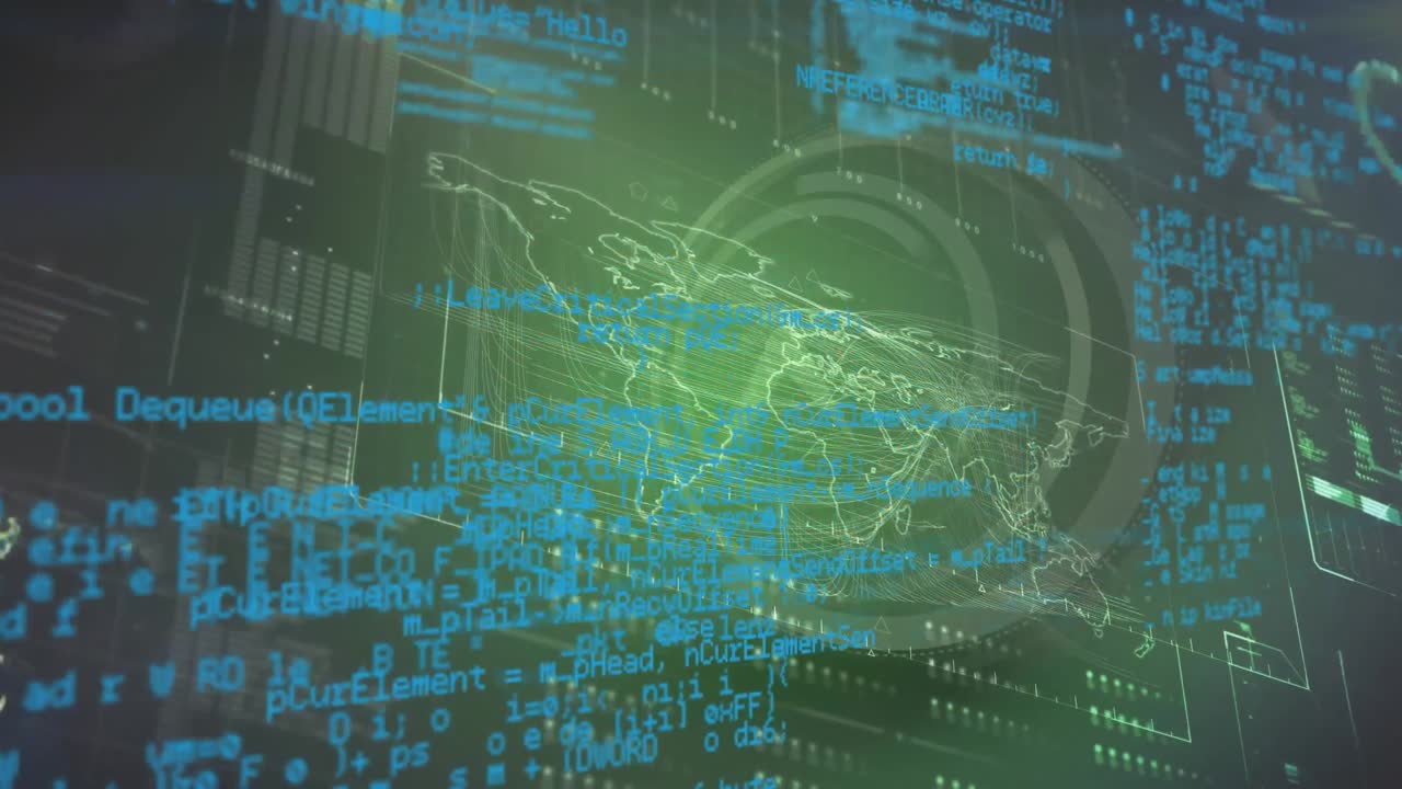 animación del procesamiento de datos en todo el mundo
