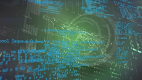 animación del procesamiento de datos en todo el mundo