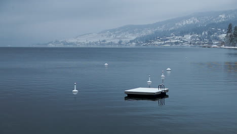 floating docks left out for the winter on the lake