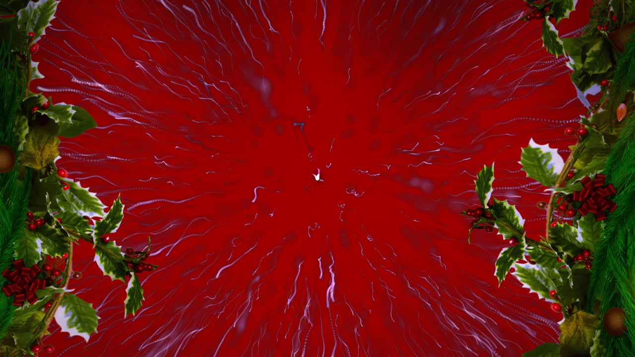 보라색 빛의 흔적 위의 크리스마스 꽃받침 장식은  ⁇ 은 배경에  ⁇ 어