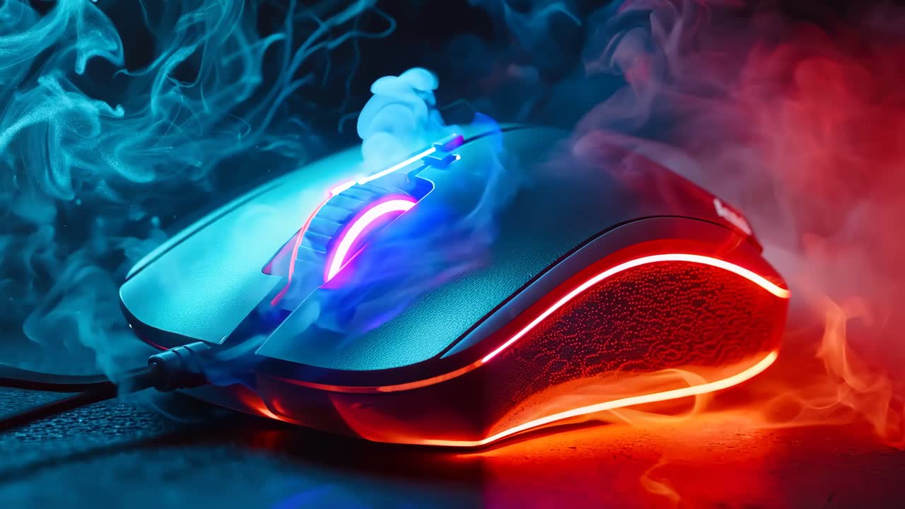 빨간 빛이 있는 컴퓨터 마우스