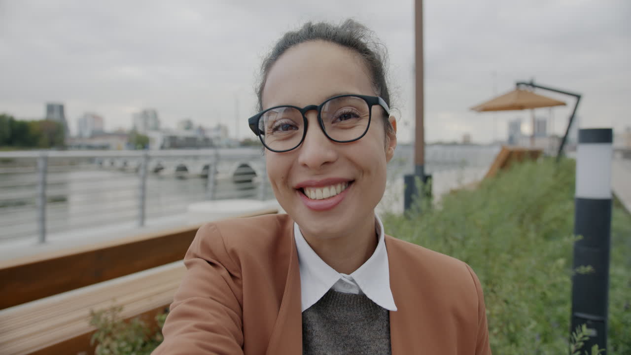 Business Woman Video Call Outdoors