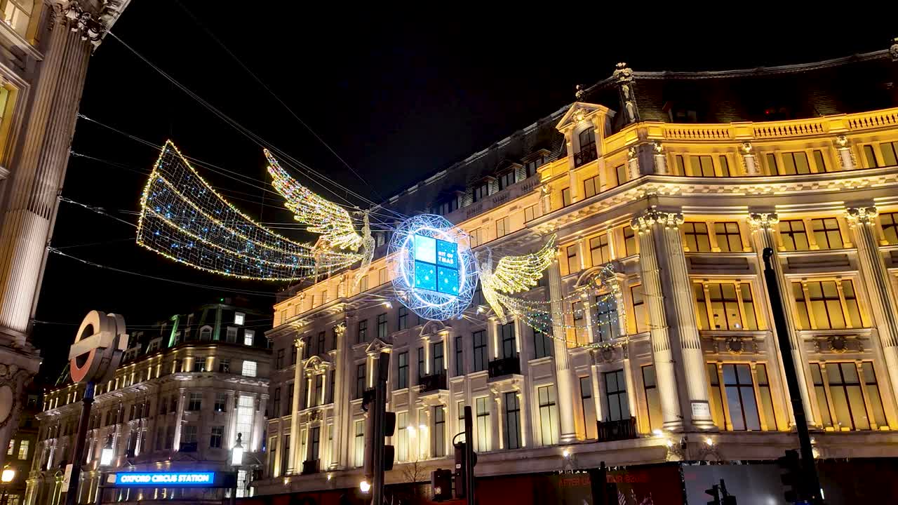 Regent Street glows with festive lights and joyful crowds, capturing the spirit of Christmas and London’s magical seasonal celebration