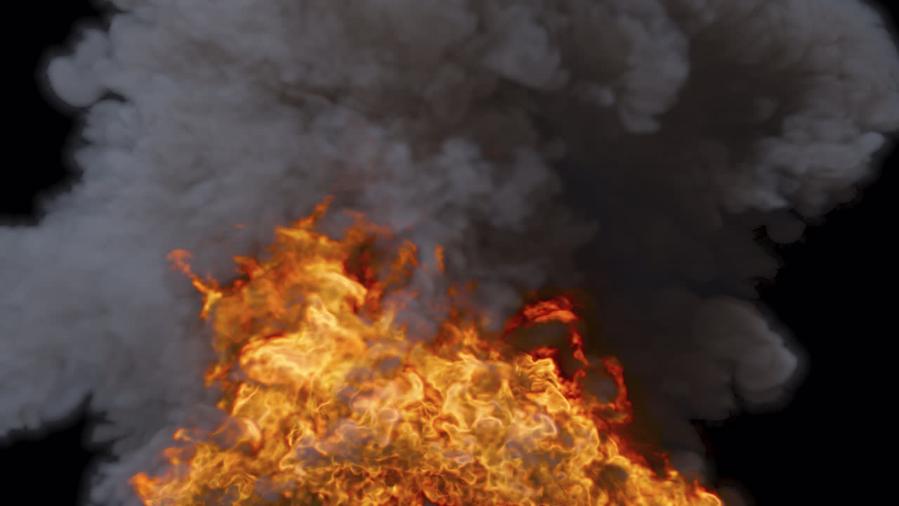 explosión de fuego y humo