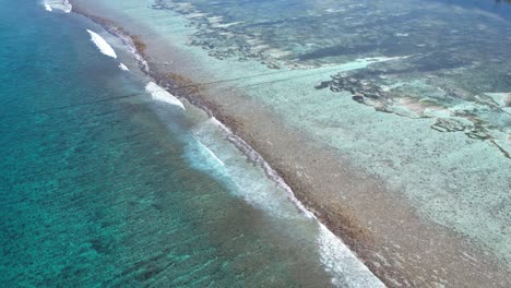 aerial view of a stunning coral reef and turquoise ocean