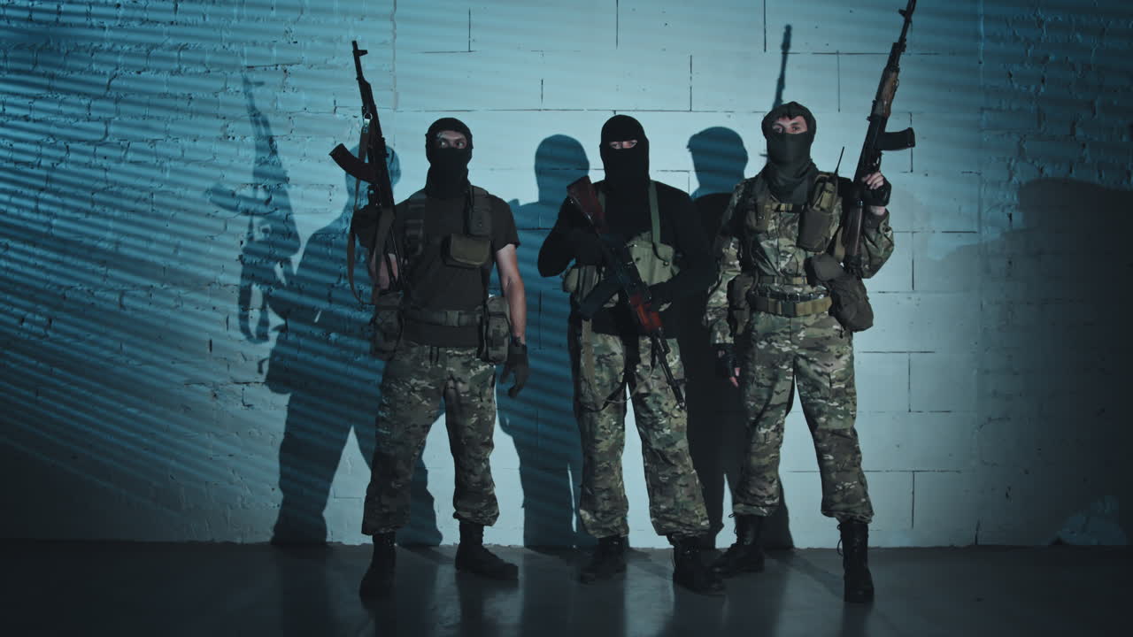 Portrait of Terrorists with Firearms