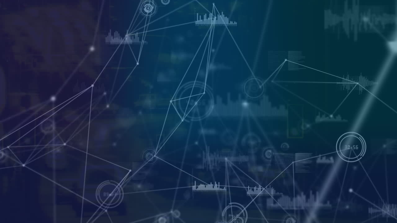 Animation of network of connections and diverse data processing in digital space