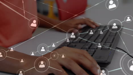 animación de una red de conexiones a través de un escolar utilizando una computadora