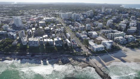 happy valley foreshore reserve and accommodation buildings at kings beach in queensland, australia