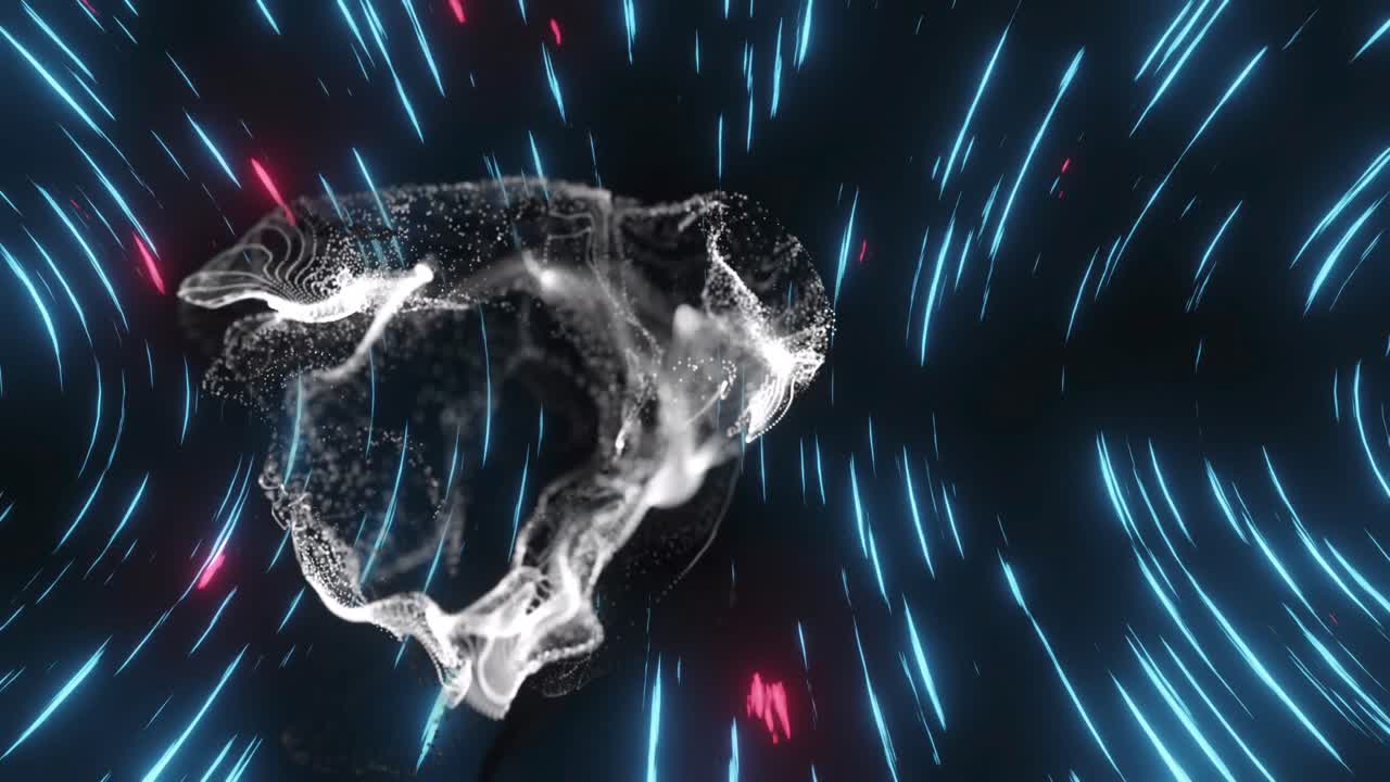 검은 바탕 위에서 움직이는 반 ⁇ 이는 불빛과 파도의 애니메이션