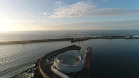 flying over harbour and sea in matosinhos, portugal