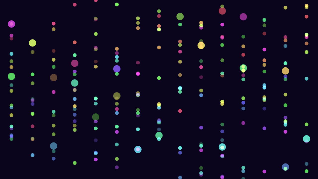 The image shows a random arrangement of colorful dots on a black background, forming a seamless pattern. The dots vary in size and color, creating a visually striking and abstract design