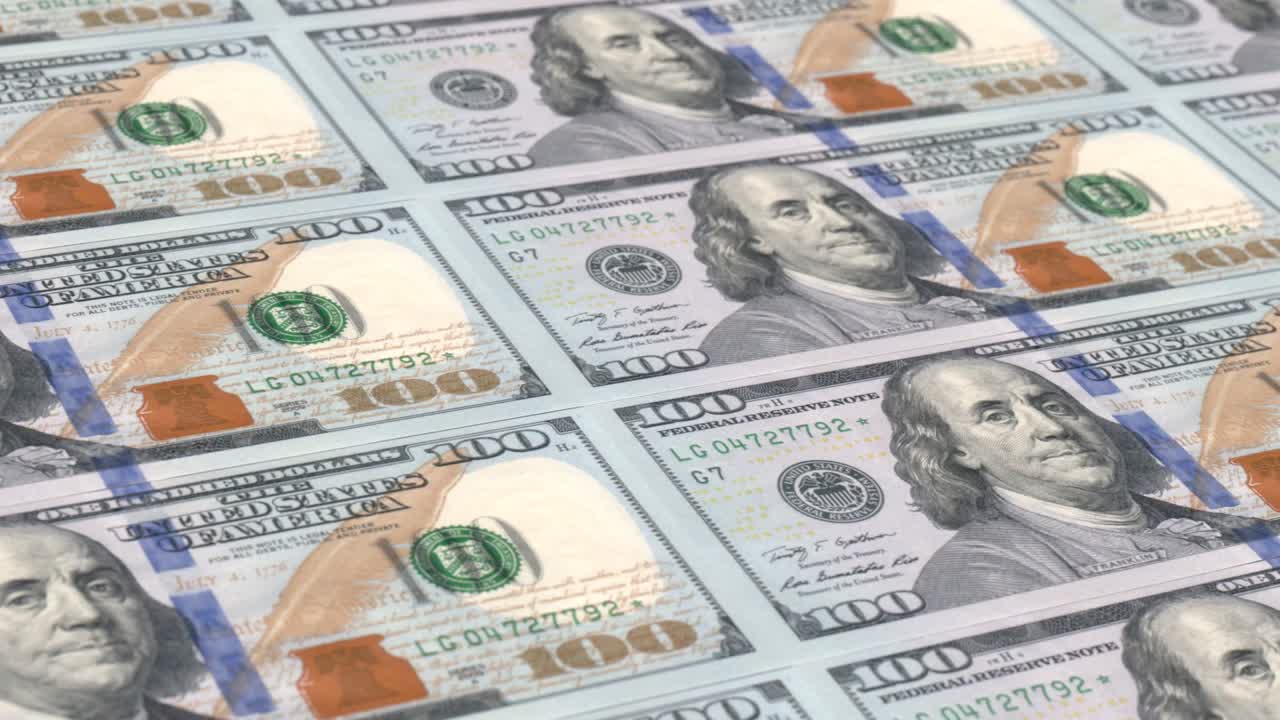 un billete de cien dólares de los estados unidos bucle infinito resolución 4k