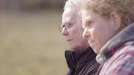 profile shot on focused faces of participants during horse therapy class