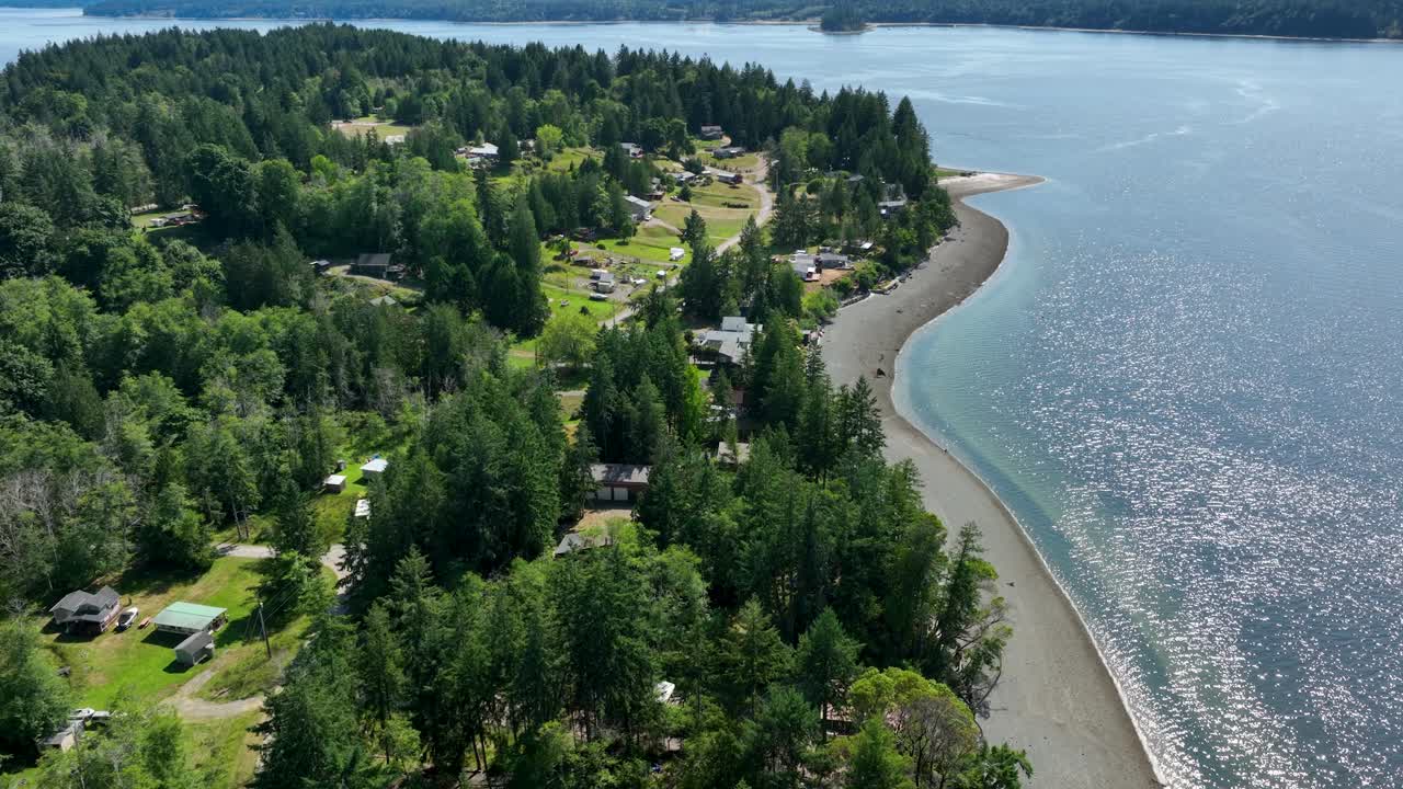 Aerial view of Herron Island's private and serene island in the Puget Sound