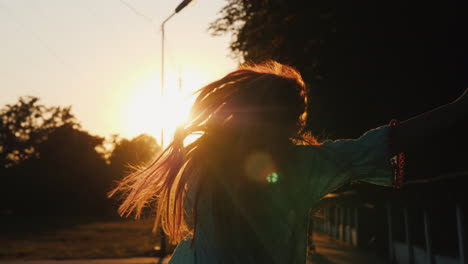 A-Child-Frolics-On-The-Street-In-The-Evening-When-The-Sun-Sets-Runs-And-Jumps-Emotionally