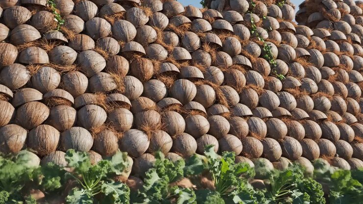 Coconut shells and kale wall demolition