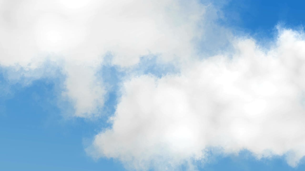 구름을 배경으로 한 파란 하늘. 끊임없는 루프.
