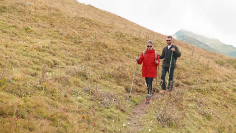 couple hiking in mountains