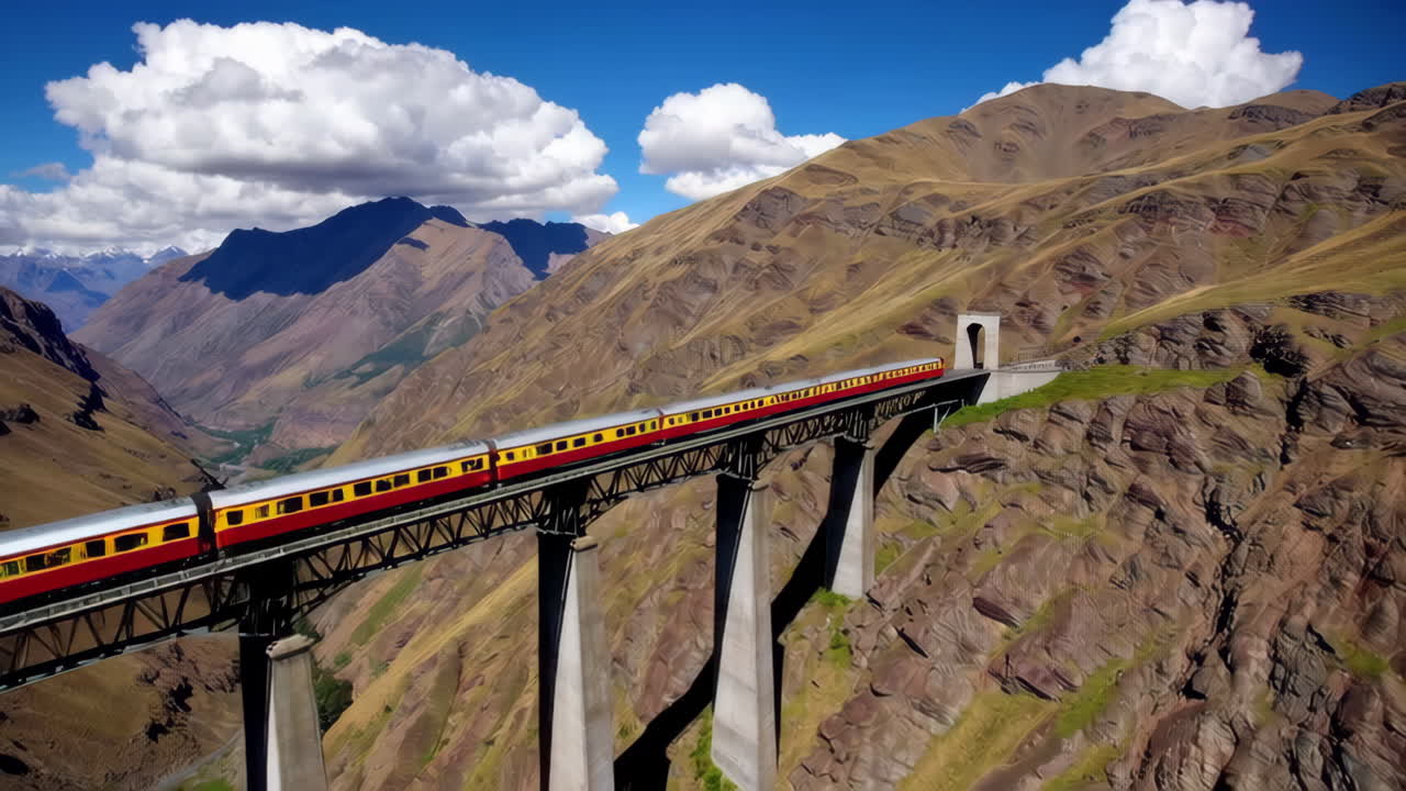 Train Bridge Over the Andes Mountains
