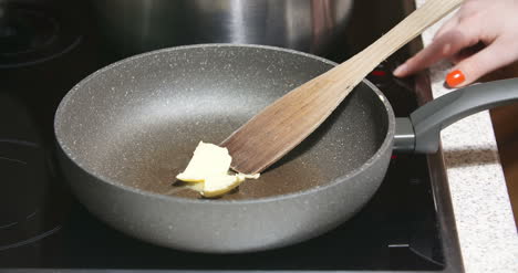 melting butter on hot pan