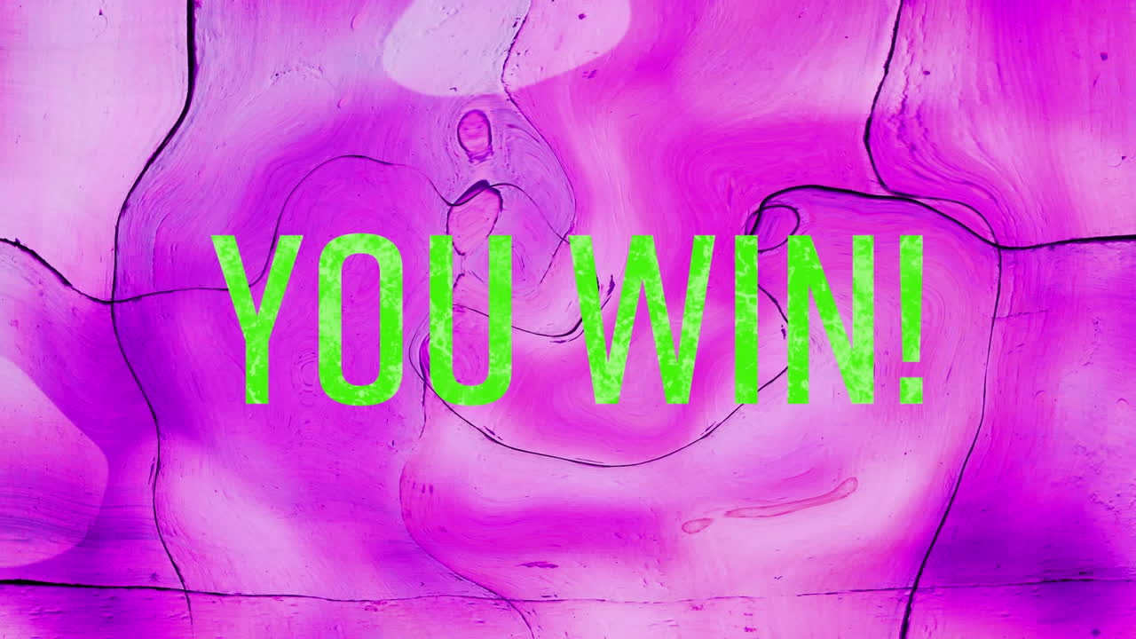 Animation of you win text over shapes