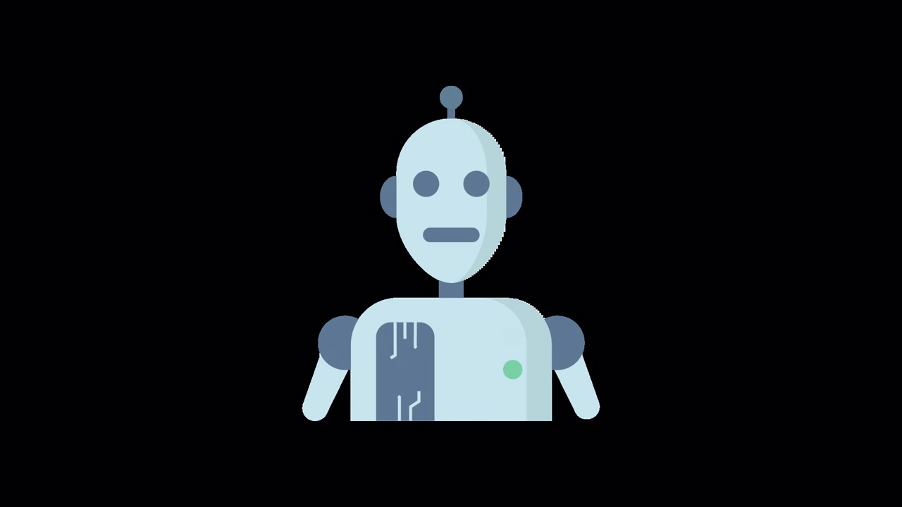 Animeret robot, der afslører internt kredsløb på sort baggrund