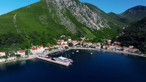 trstenik, croatia. mediterranean village on the adriatic sea. aerial shot
