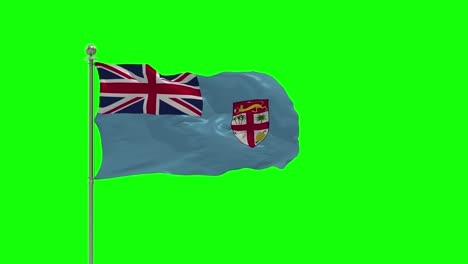 ilustración en 3d de la bandera de fiji ondeando en un poste con croma