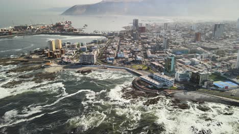 drone aerial view of iquique city, chile