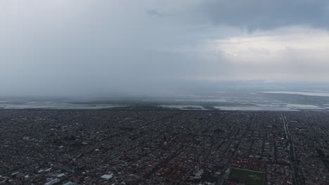 heavy rain over wetlands in mexico city, captured by drone