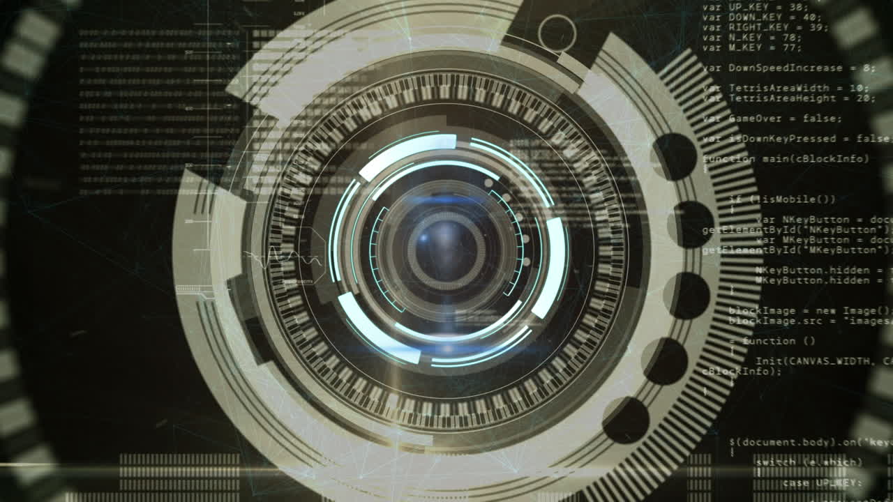 Animation of scan scope and data processing over dark background